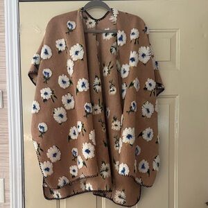 Floral Tan Poncho